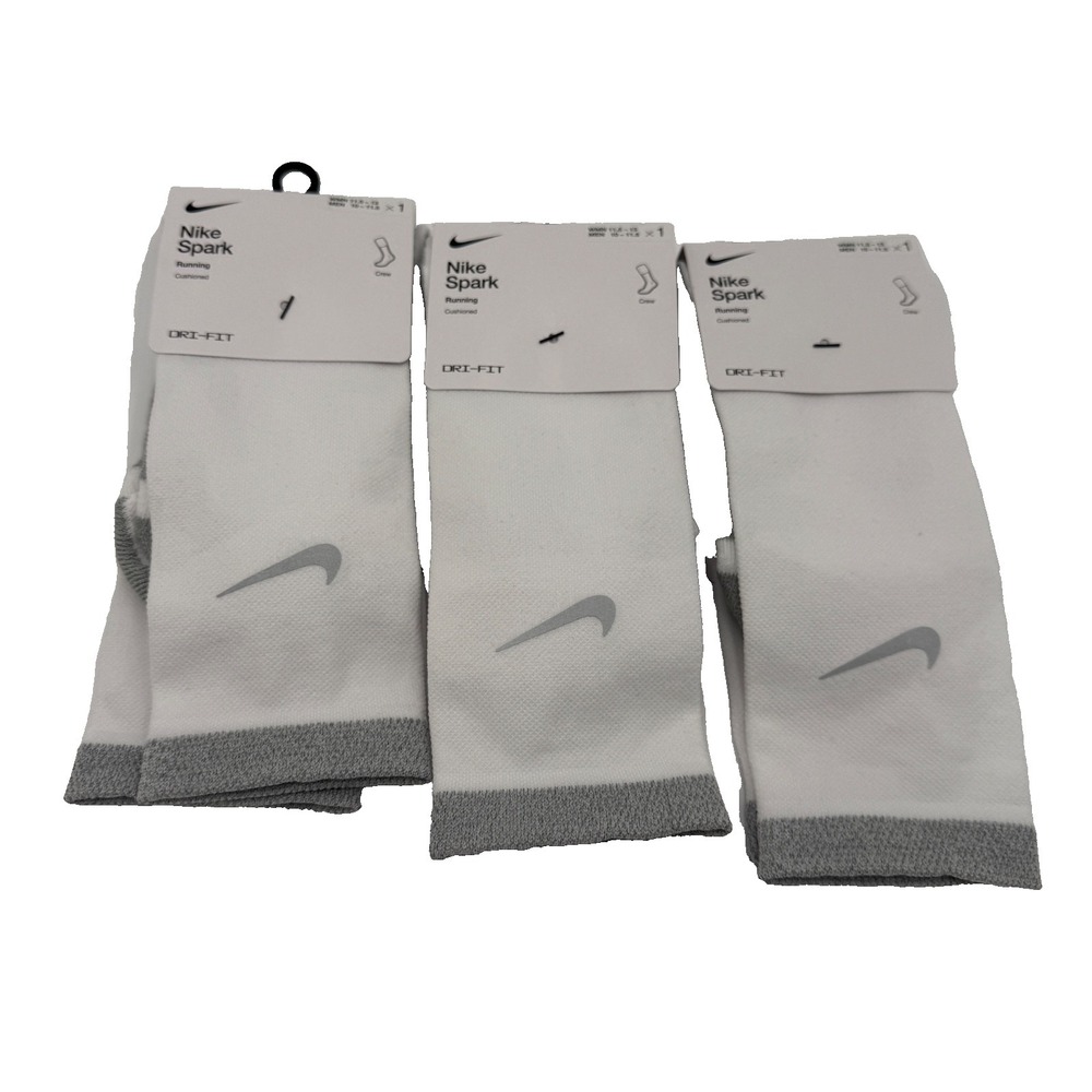 Lot Of 3 Mens Sz 10-11.5/Wmns 11.5-13 Nike Spark White Crew Running Socks CU7200